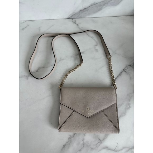 kate spade Handbags - KATE SPADE Taupe Saffiano Leather Chain Crossbody Bag